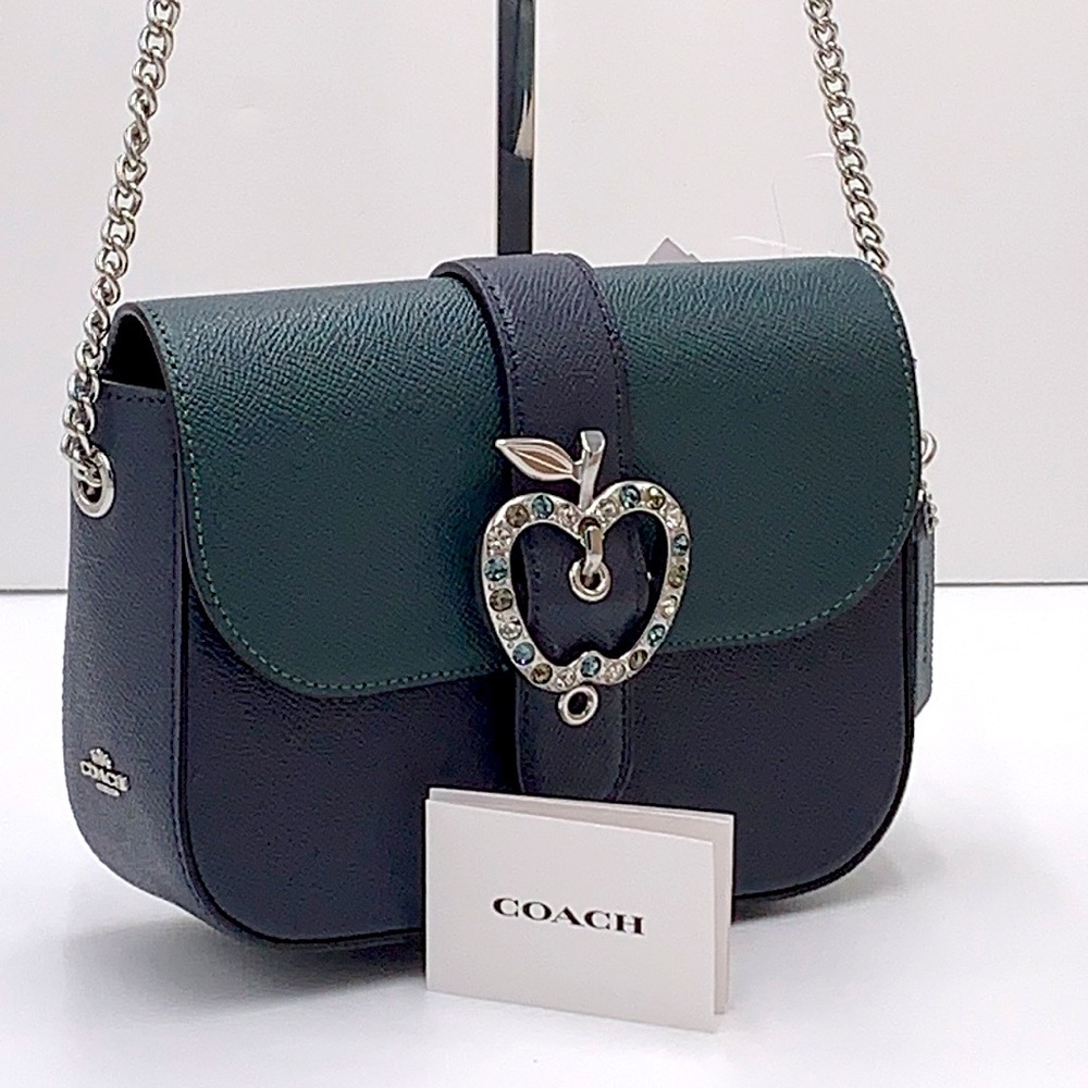 COACH Gemma Crossbody In Colorblock With Apple Buckle Forest Midnight Navy color - Picture 2 of 16